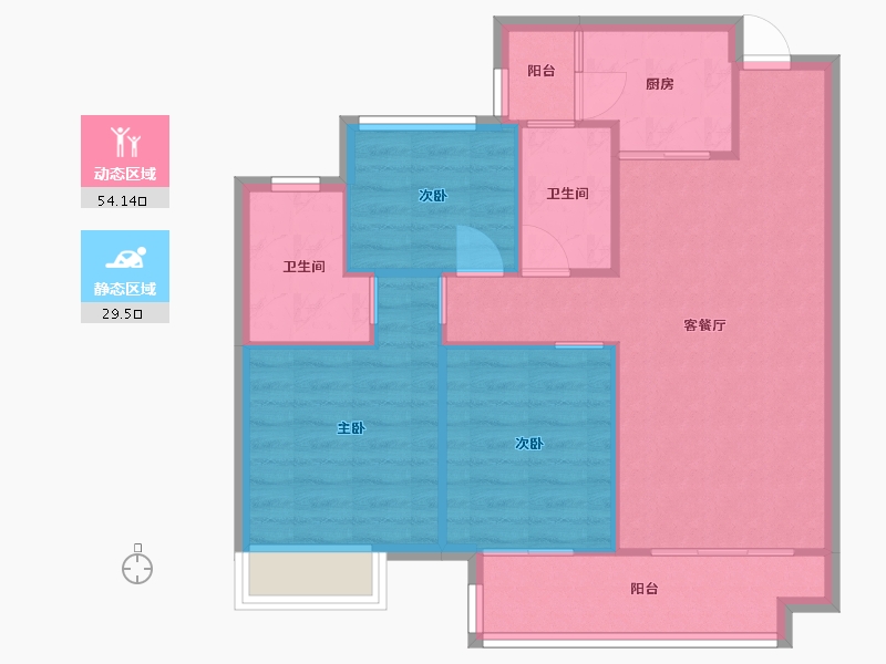 四川省-成都市-中旅名门府11号楼建面105m2-75.97-户型库-动静分区