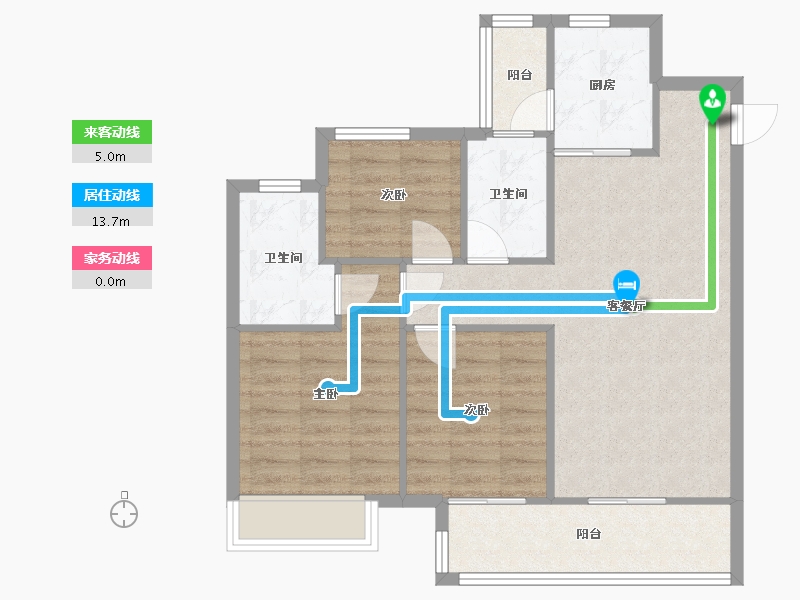 四川省-成都市-中旅名门府11号楼建面106m2-76.61-户型库-动静线