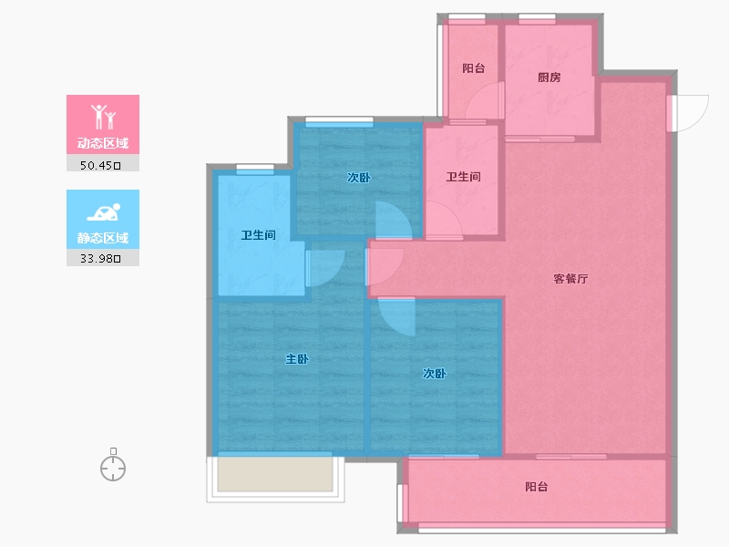 四川省-成都市-中旅名门府11号楼建面106m2-76.61-户型库-动静分区