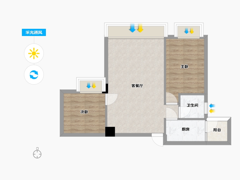 四川省-成都市-中铁骑士府邸建面72m2-52.52-户型库-采光通风