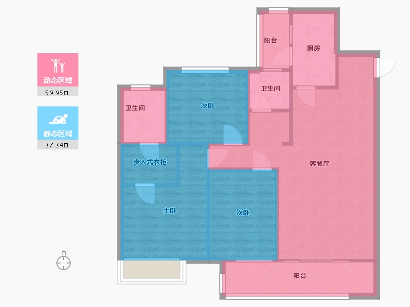 四川省-成都市-中旅名门府13号楼建面117m2-88.48-户型库-动静分区