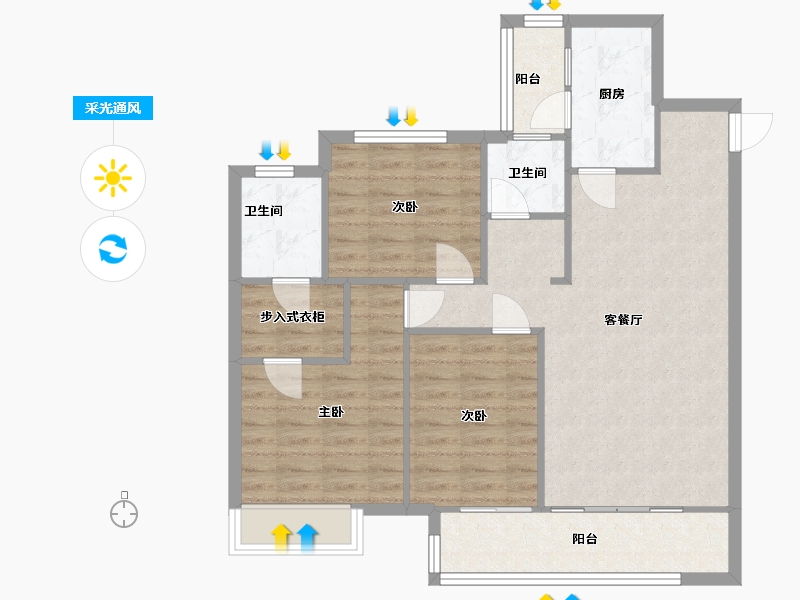 四川省-成都市-中旅名门府13号楼建面117m2-88.48-户型库-采光通风