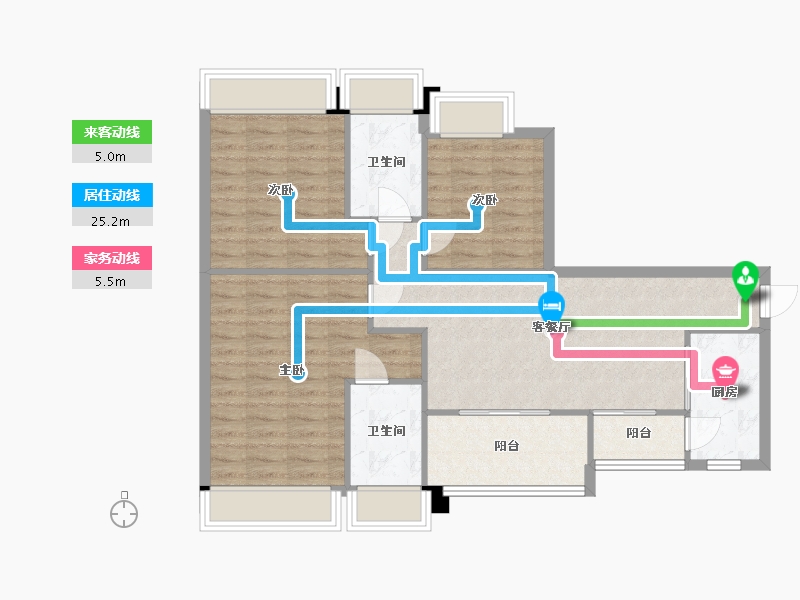 四川省-成都市-中铁骑士府邸建面85m2-88.17-户型库-动静线