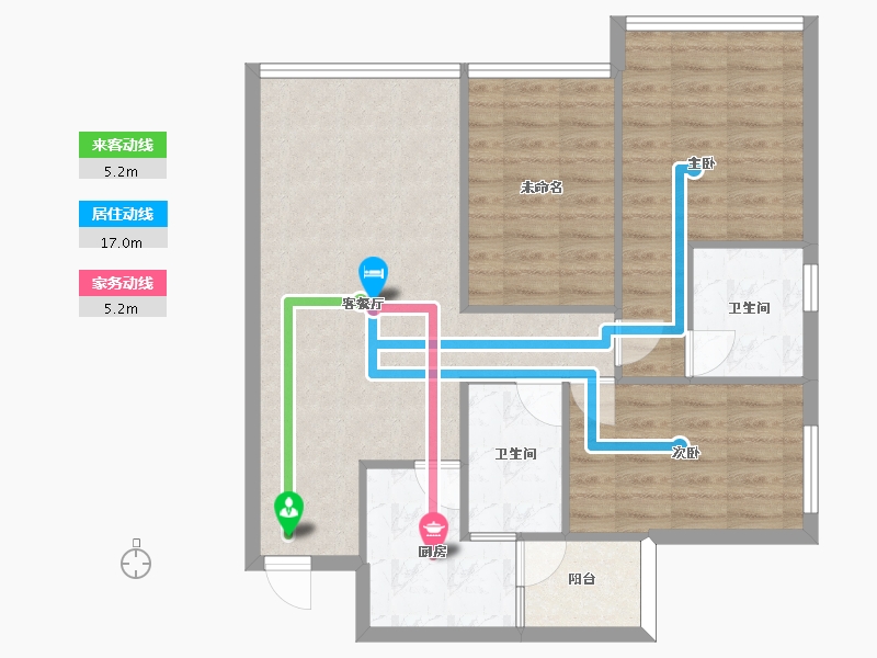 四川省-成都市-中铁骑士府邸建面95m2-80.09-户型库-动静线