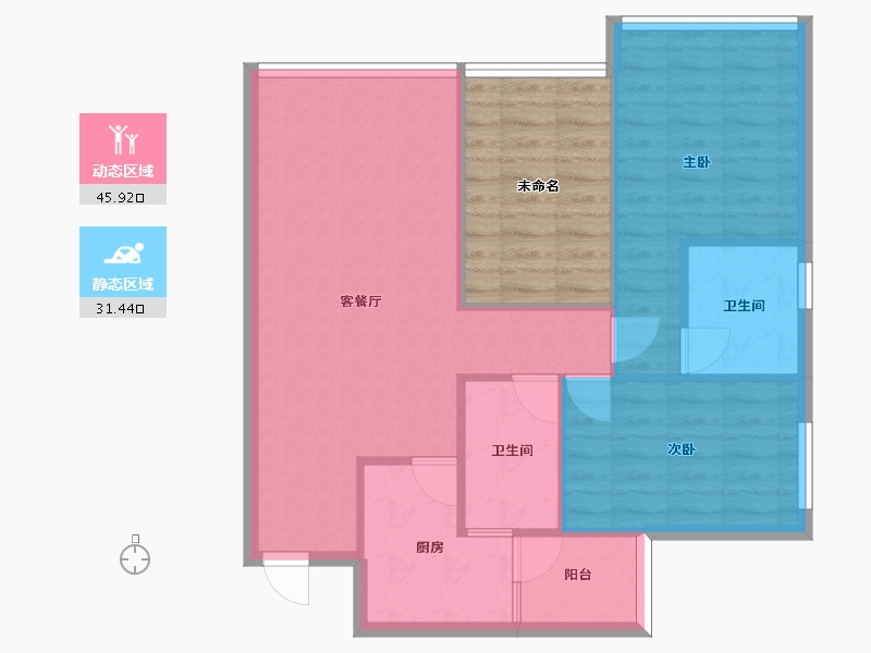 四川省-成都市-中铁骑士府邸建面95m2-80.09-户型库-动静分区