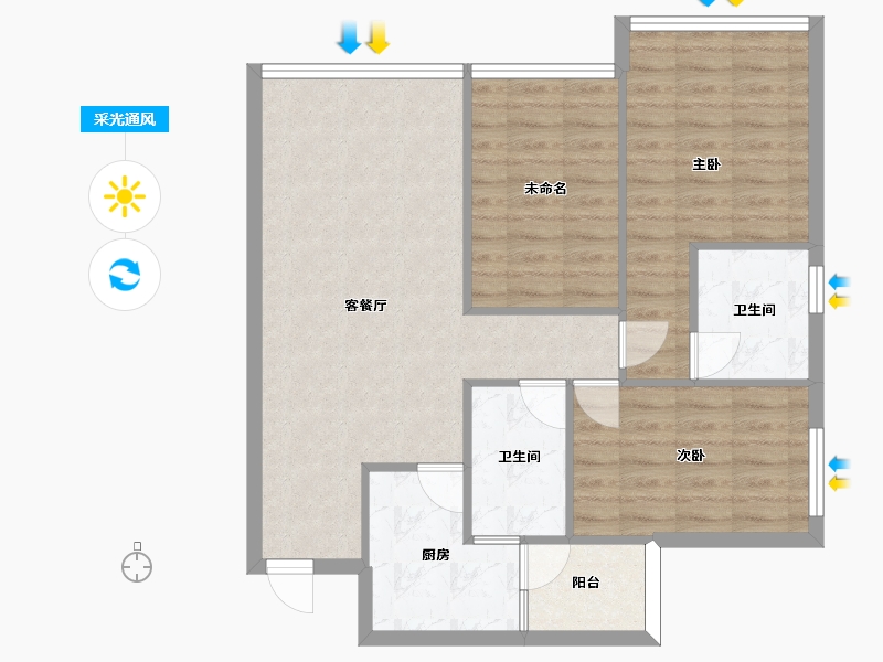 四川省-成都市-中铁骑士府邸建面95m2-80.09-户型库-采光通风