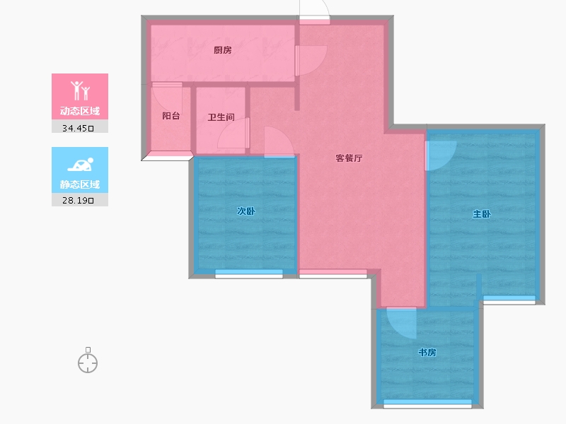 四川省-成都市-中铁骑士府邸12号楼建面67m2-55.96-户型库-动静分区