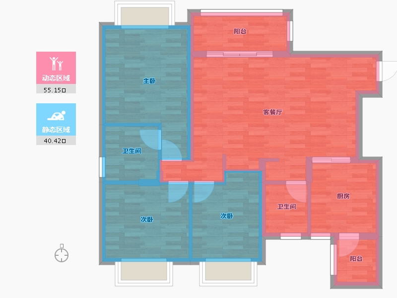 四川省-成都市-恒大御景二期3栋112m²-85.55-户型库-动静分区