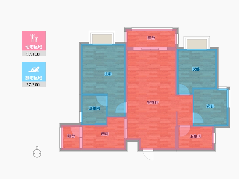 四川省-成都市-恒大御景104m²-81.16-户型库-动静分区