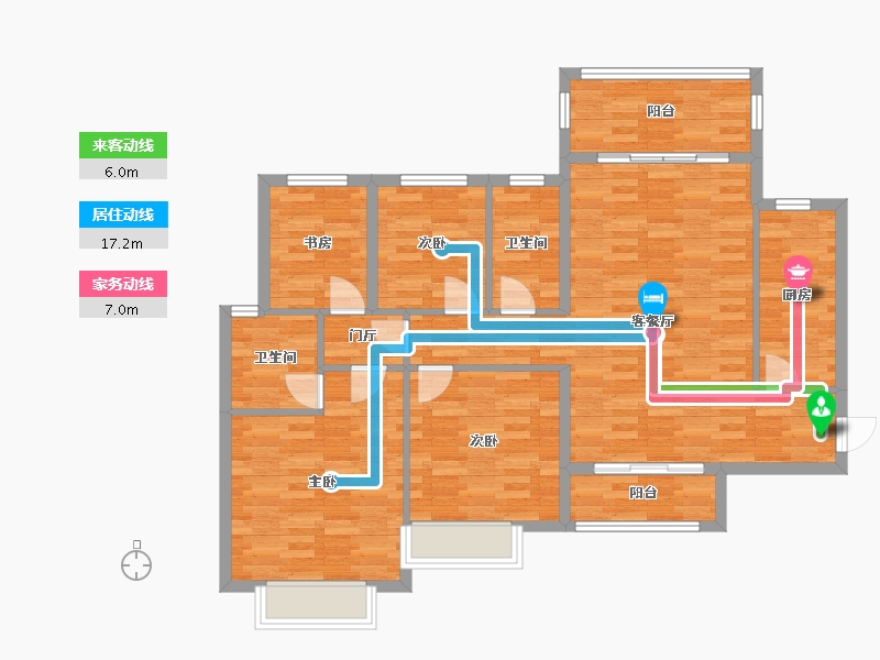 四川省-成都市-恒大御景二期1栋137m²-105.81-户型库-动静线