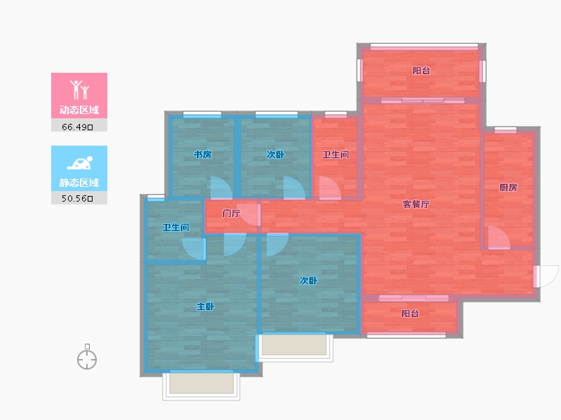 四川省-成都市-恒大御景二期1栋137m²-105.81-户型库-动静分区