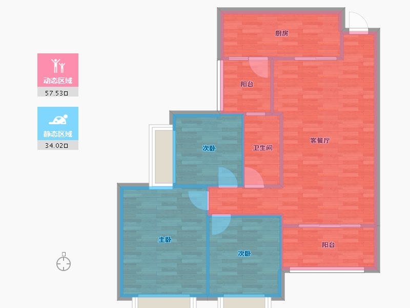 四川省-成都市-恒大御景二期3栋112m²-83.57-户型库-动静分区