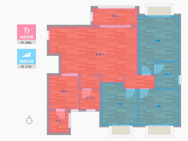 四川省-成都市-恒大御景二期3栋115m²-86.92-户型库-动静分区