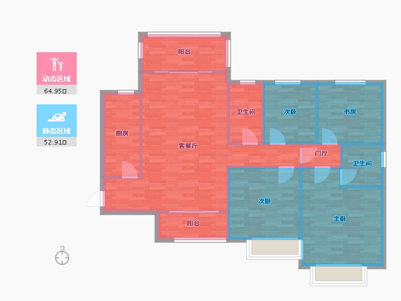 重庆-重庆市-恒大御景二期1栋140m²-107.90-户型库-动静分区