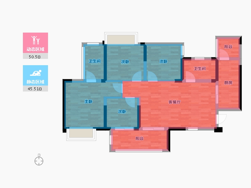 四川省-成都市-凯德卓锦万黛104m²-84.89-户型库-动静分区