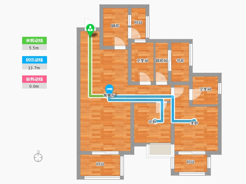 四川省-成都市-光华瑞廷99m²-79.96-户型库-动静线