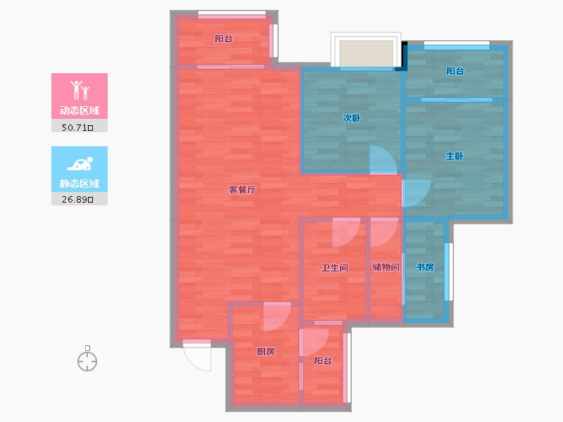 四川省-成都市-光华瑞廷86m²-69.99-户型库-动静分区