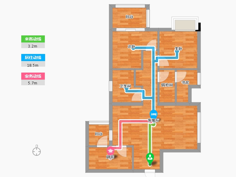 四川省-成都市-光华瑞廷1号楼88m²-66.80-户型库-动静线