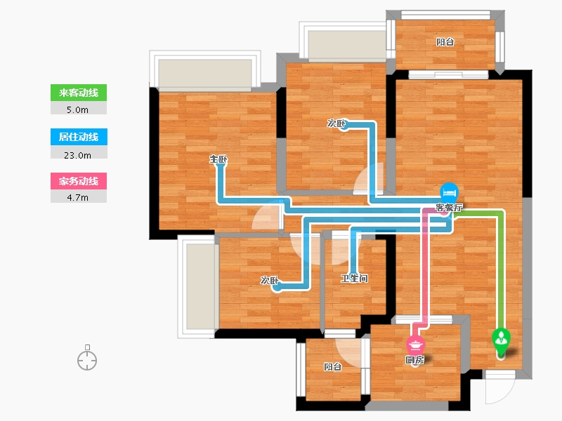 四川省-成都市-招商依云上城四期5号楼,四期6号楼93m²-68.39-户型库-动静线