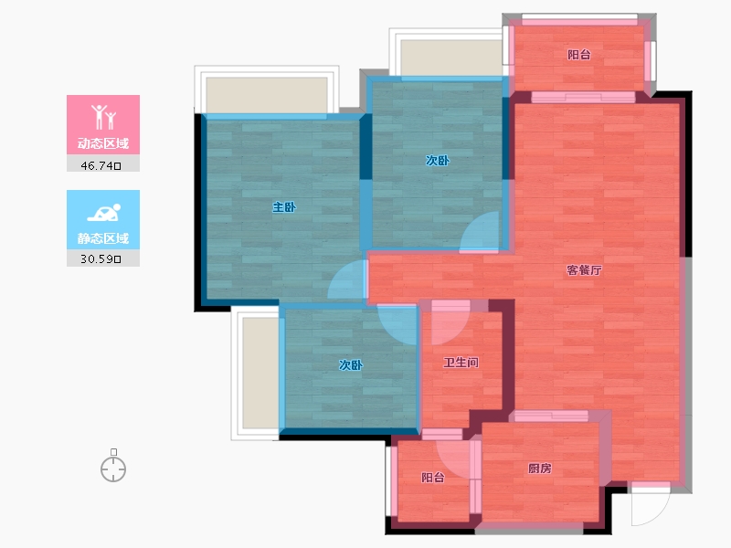 四川省-成都市-招商依云上城四期5号楼,四期6号楼93m²-68.39-户型库-动静分区