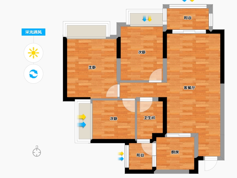 四川省-成都市-招商依云上城四期5号楼,四期6号楼93m²-68.39-户型库-采光通风