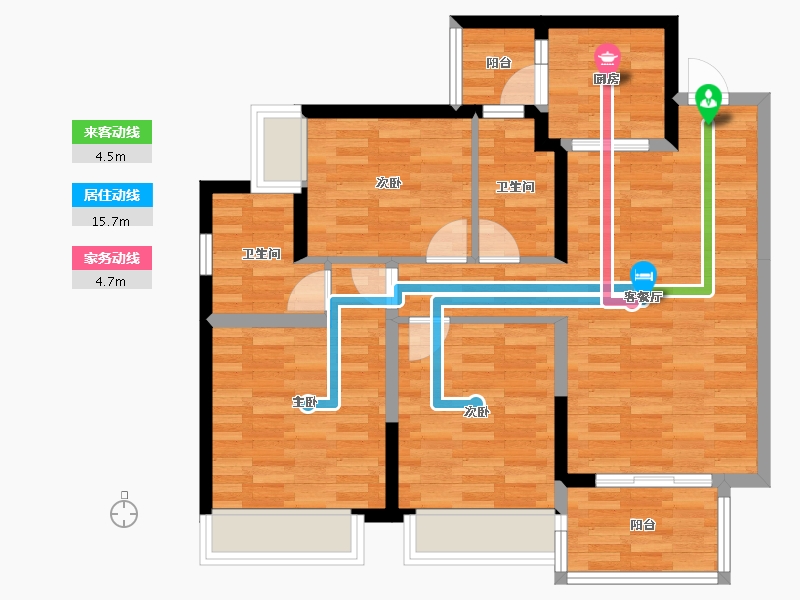 四川省-成都市-招商依云上城四期5号楼,四期6号楼108m²-82.68-户型库-动静线