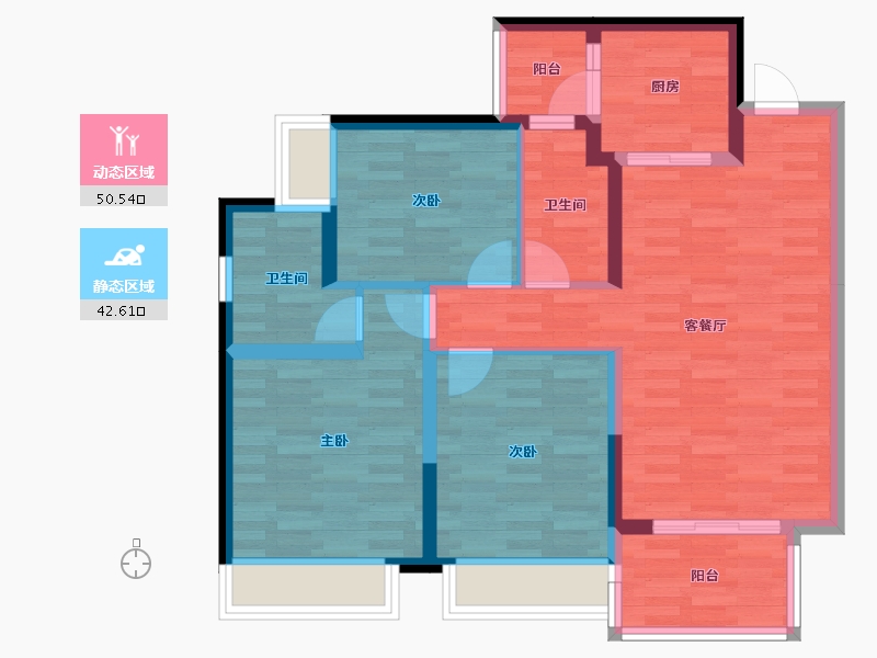 四川省-成都市-招商依云上城四期5号楼,四期6号楼108m²-82.68-户型库-动静分区