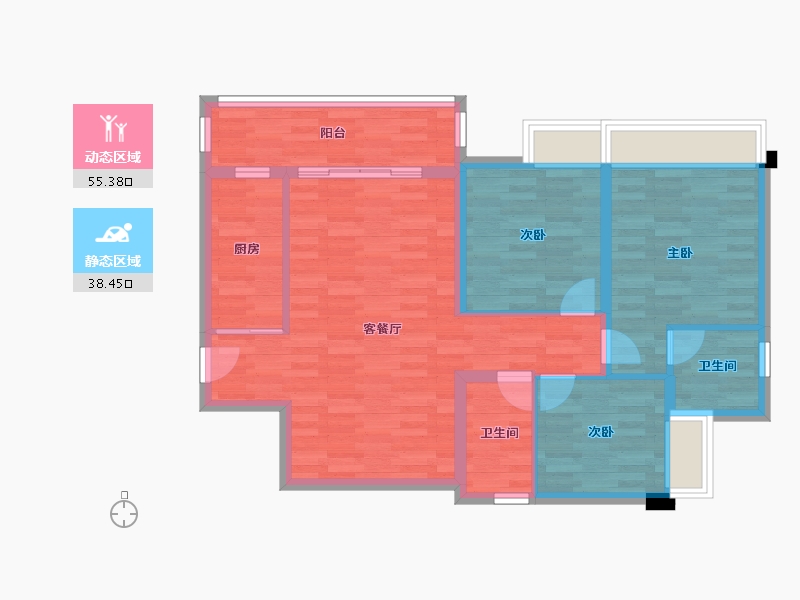 四川省-成都市-招商依云上城四期5号楼,四期6号楼116m²-84.07-户型库-动静分区