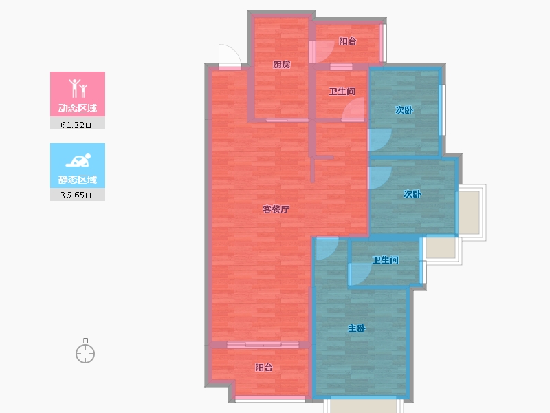 四川省-成都市-恒大未来城四期10号楼,四期2号楼,四期9号楼114m²-87.60-户型库-动静分区