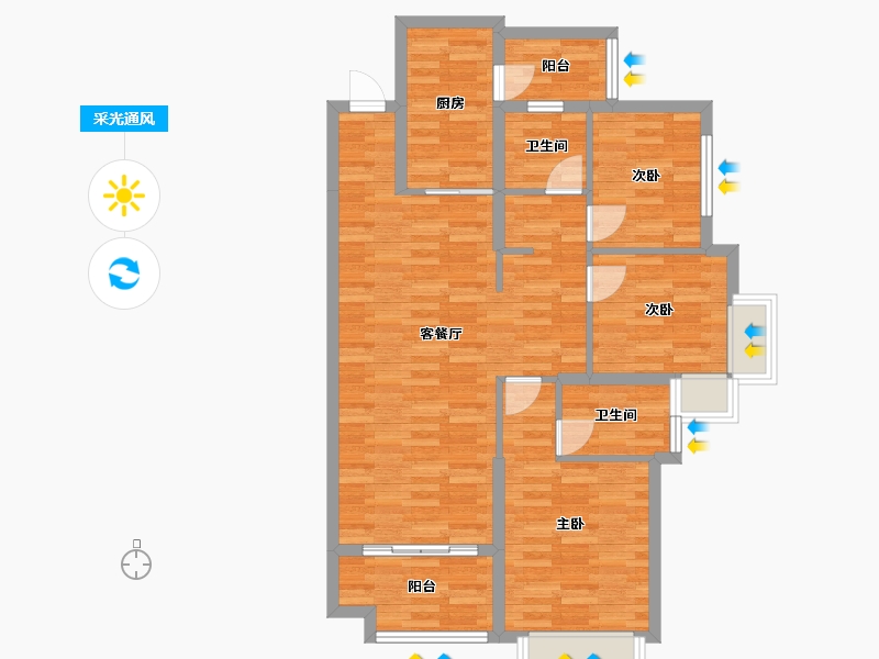 四川省-成都市-恒大未来城四期10号楼,四期2号楼,四期9号楼114m²-87.60-户型库-采光通风