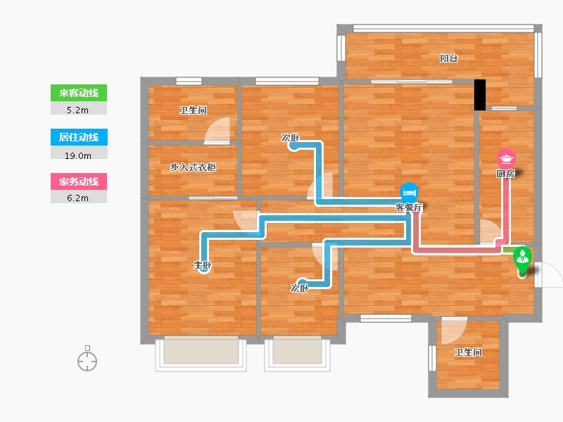 四川省-成都市-恒大未来城四期6号楼,四期7号楼,四期5号楼122m²-95.98-户型库-动静线