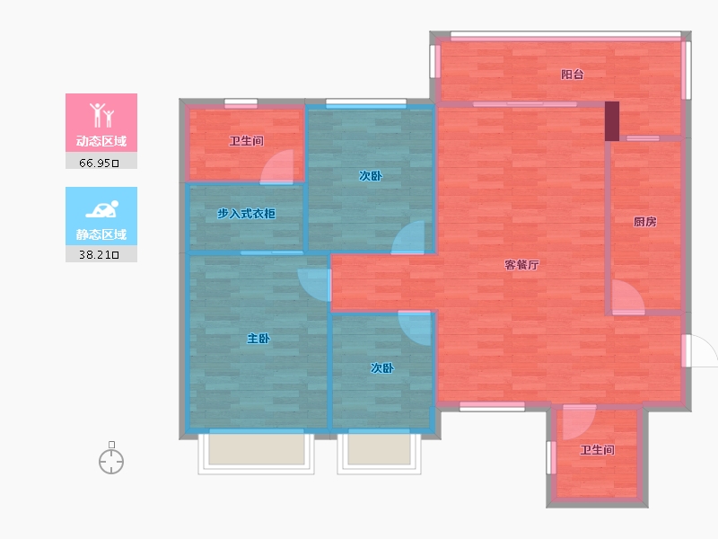 四川省-成都市-恒大未来城四期6号楼,四期7号楼,四期5号楼122m²-95.98-户型库-动静分区