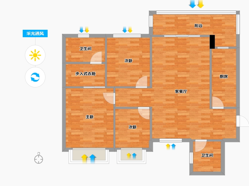 四川省-成都市-恒大未来城四期6号楼,四期7号楼,四期5号楼122m²-95.98-户型库-采光通风