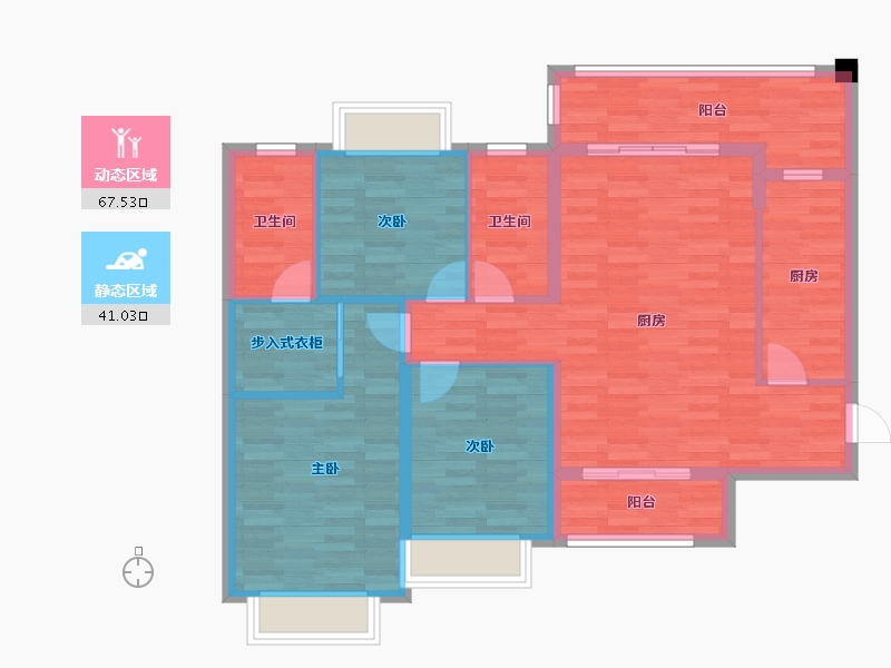 四川省-成都市-恒大未来城四期12号楼128m²-97.31-户型库-动静分区