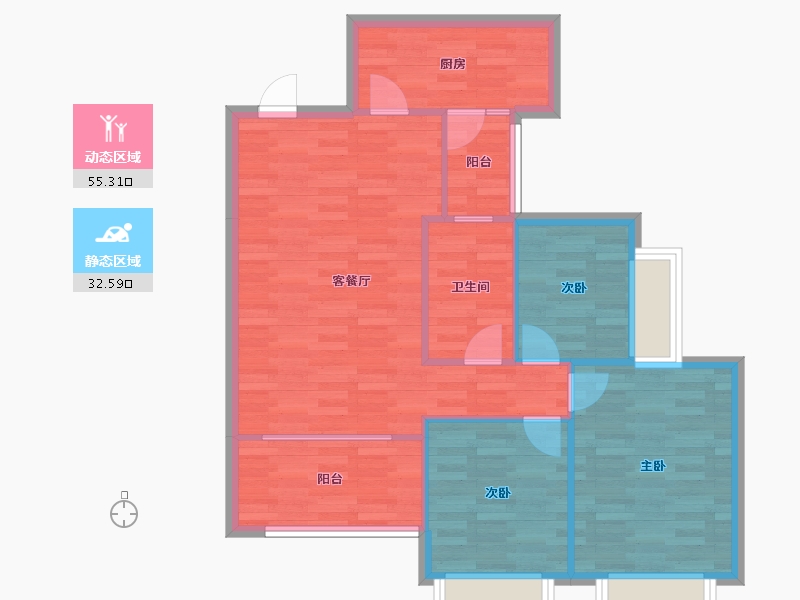 四川省-成都市-恒大御龙天峰24号楼106m²-80.01-户型库-动静分区