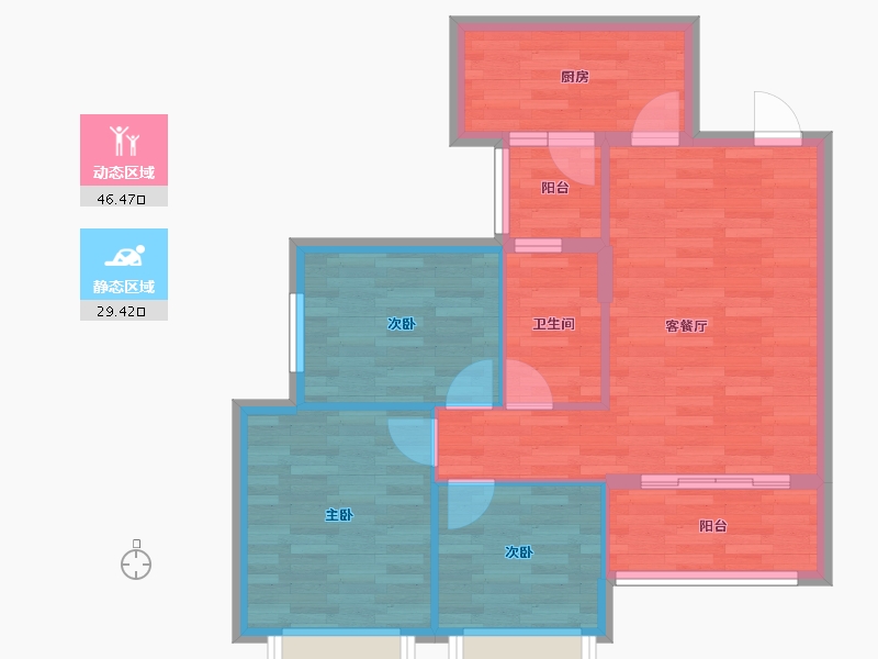 四川省-成都市-恒大未来城四期12号楼90m²-68.08-户型库-动静分区