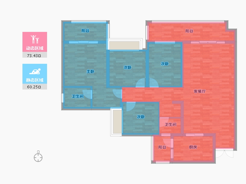 四川省-成都市-恒大未来城39号楼148m²-119.53-户型库-动静分区