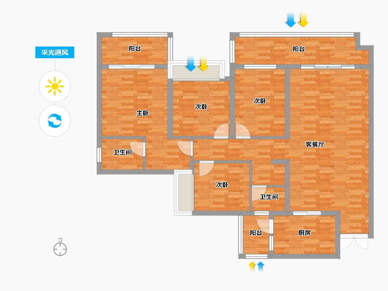 四川省-成都市-恒大未来城39号楼148m²-119.53-户型库-采光通风