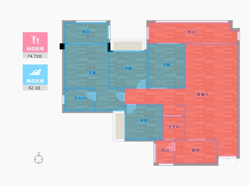 四川省-成都市-卧龙谷壹号34号楼,35号楼152m²-125.75-户型库-动静分区