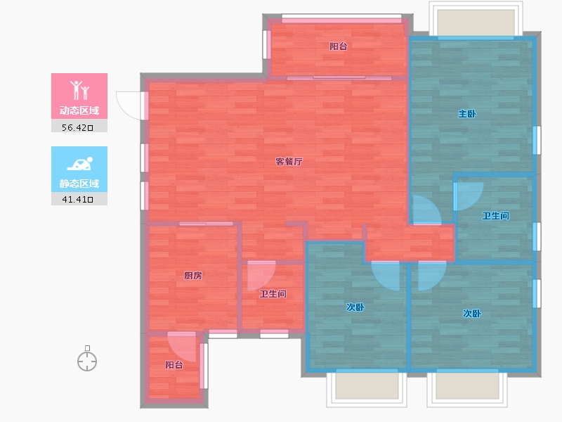 四川省-成都市-恒大御龙天峰110m²-89.39-户型库-动静分区