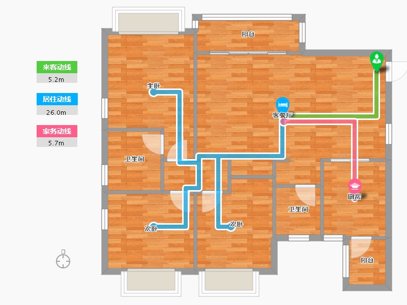 四川省-成都市-恒大御龙天峰113m²-91.44-户型库-动静线