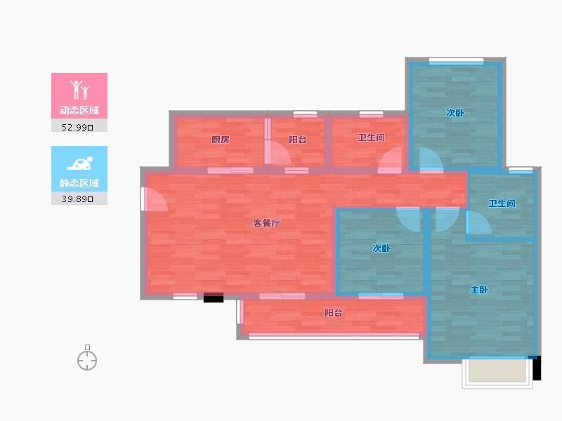 四川省-成都市-天悦龙栖台14号楼,15号楼,20号楼,21号楼107m²-81.96-户型库-动静分区