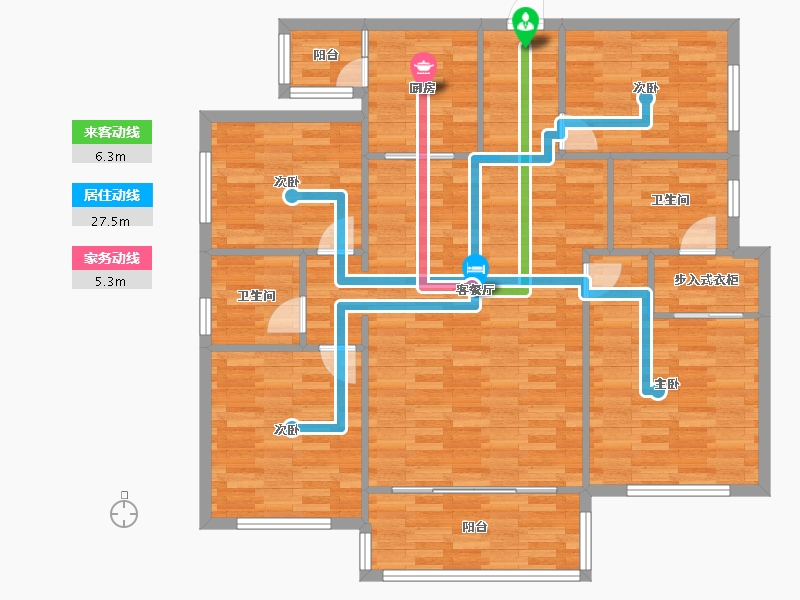 四川省-成都市-花样年香門第134m²-116.09-户型库-动静线