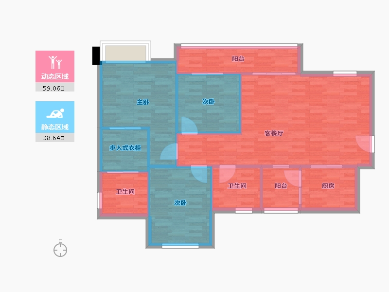 四川省-成都市-天悦龙栖台14号楼,15号楼,20号楼,21号楼116m²-89.27-户型库-动静分区