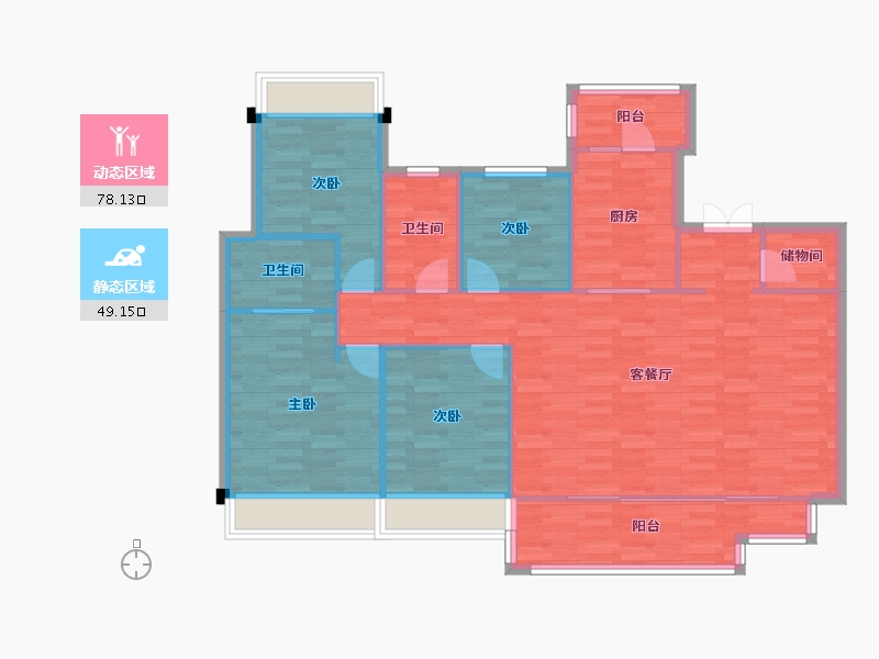 四川省-成都市-首开龙湖紫云赋13栋146m²-116.81-户型库-动静分区