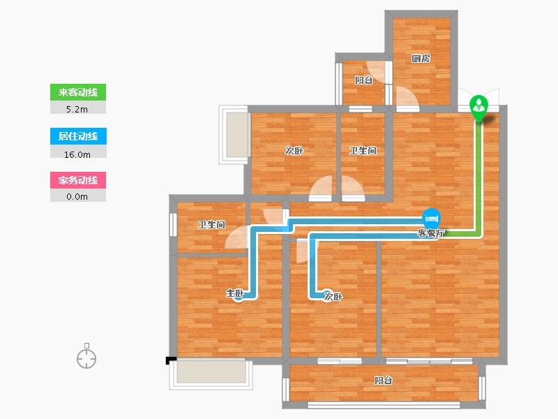 四川省-成都市-合谊万璟台6栋122m²-96.43-户型库-动静线