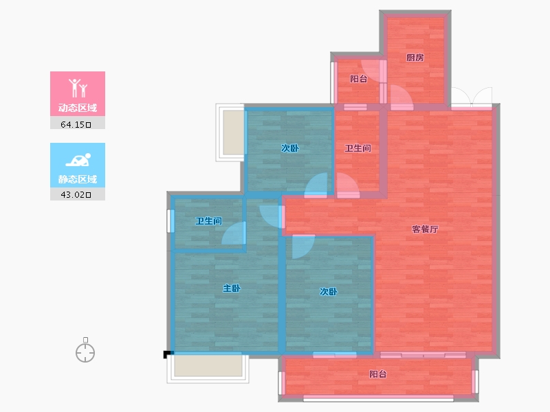 四川省-成都市-合谊万璟台6栋122m²-96.43-户型库-动静分区