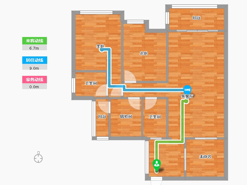 四川省-成都市-天来汇景105m²-88.09-户型库-动静线