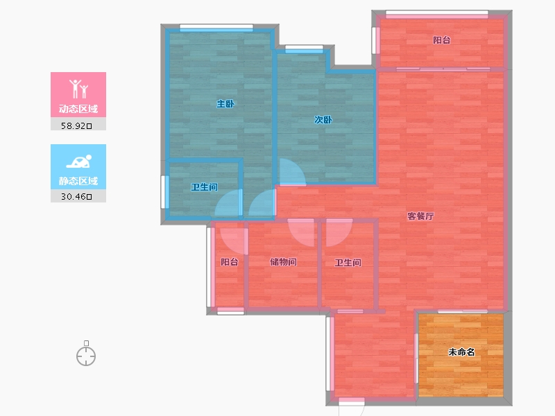 四川省-成都市-天来汇景105m²-88.09-户型库-动静分区