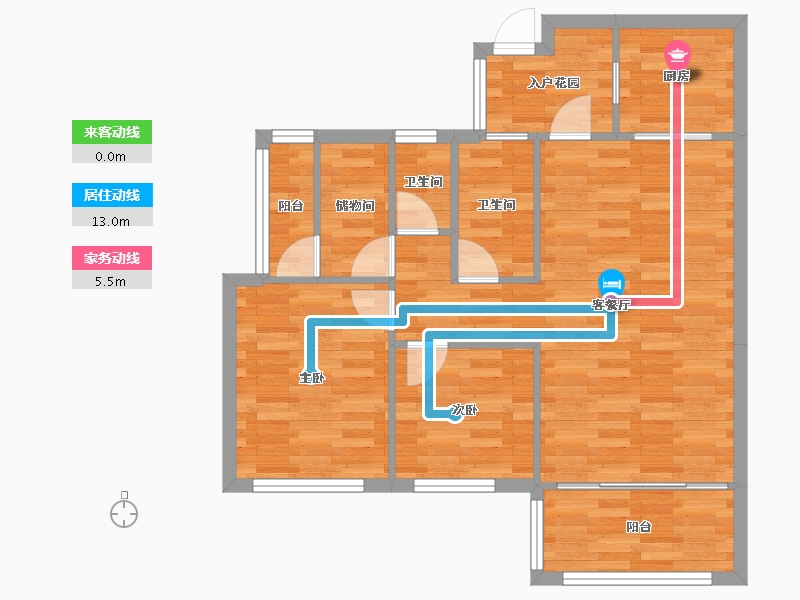 四川省-成都市-天来汇景86m²-73.50-户型库-动静线